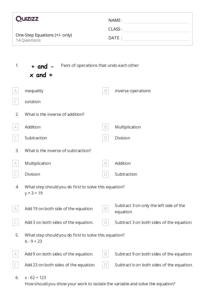 Educational resource for reviewing times tables and inverse relationships in math Worksheet illustrating inverse equations through multiplication for third graders learning fractions