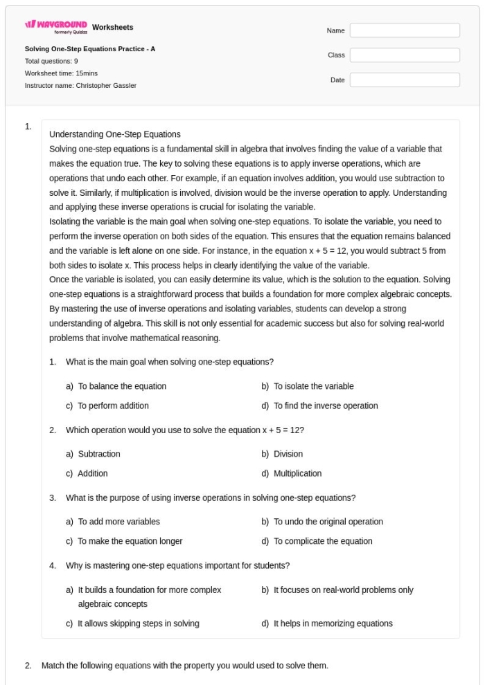 Multiplication and inverse relationships practice worksheet for students Worksheet featuring inverse equations focused on multiplication for third graders learning about fractions