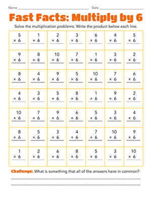 Third grade students working on a multiplying by six math worksheet
