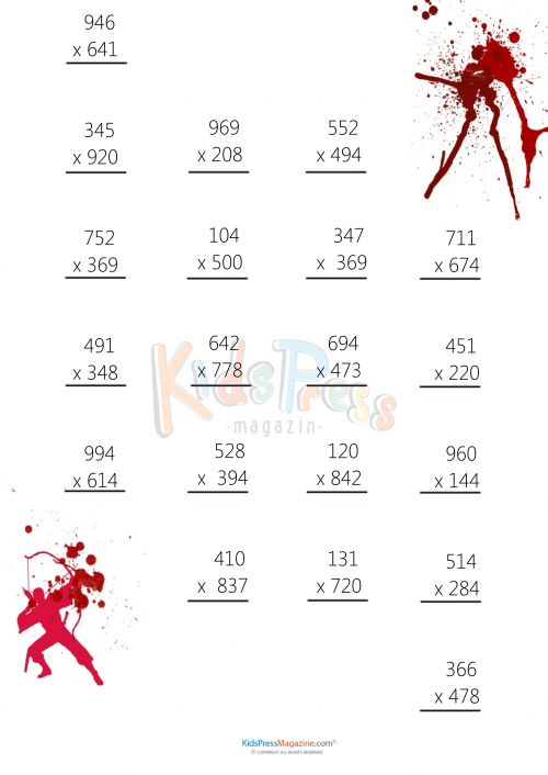 Third grade student practicing multiplication tips and tricks on a printable worksheet