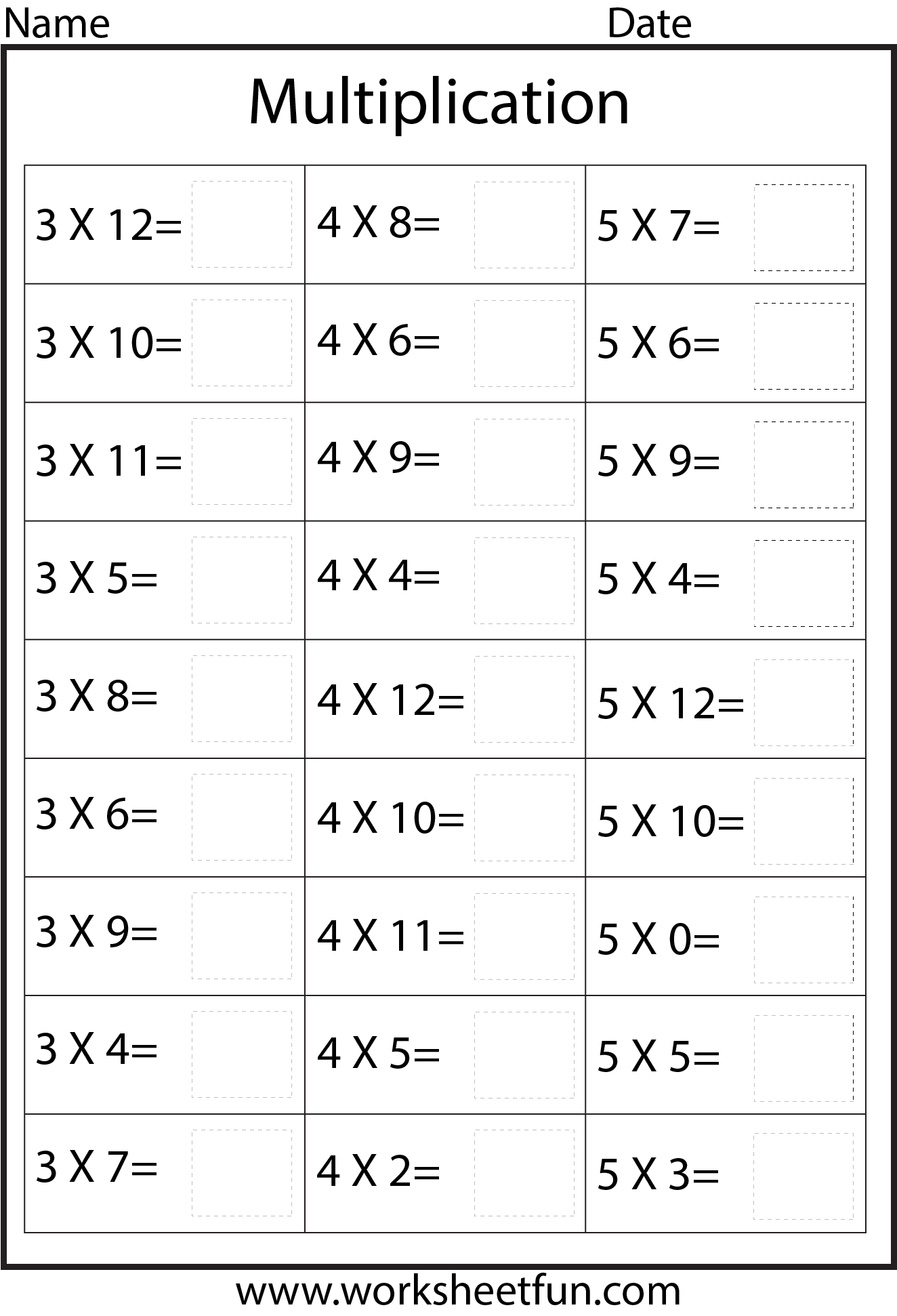 Printable multiplication times table worksheet for third graders to explore patterns in place value. Educational resource for mastering multiplication skills in a fun way.