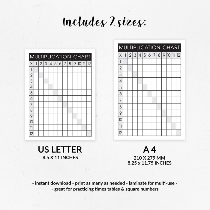 Empty Multiplication Table worksheet for third grade math review 8 Third grade student filling out an empty multiplication chart worksheet for math practice
