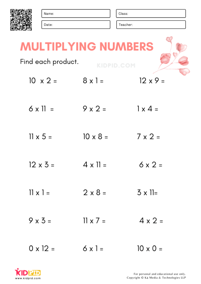Third grade students working on a Multiplying by Three worksheet, solving equations and filling in a multiplication chart. Engaging multiplication practice for third graders focused on the number 3.