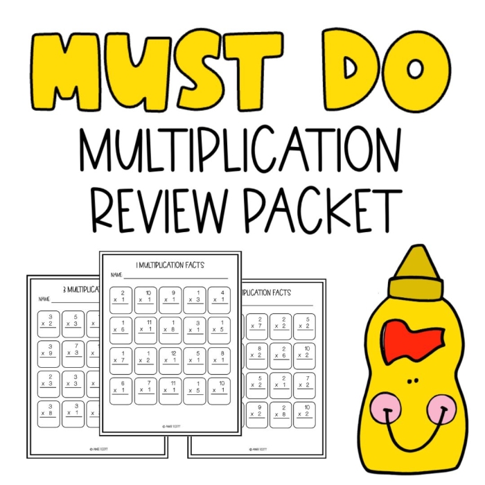 Third grade multiplication fact worksheet with times tables and regrouping problems for practice