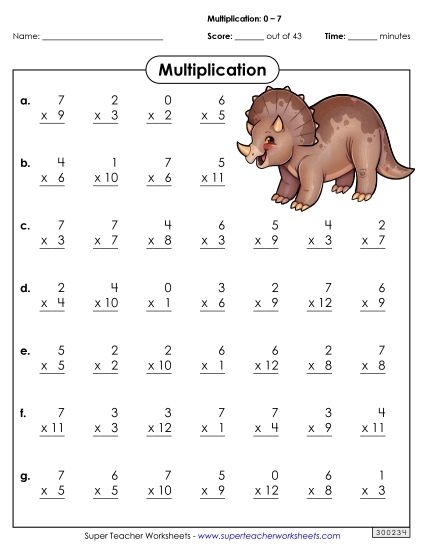 Students engaging with a third grade worksheet focused on multiplying by 7 and completing a multiplication chart. Educational activity for third graders practicing their multiplication skills with the number 7.