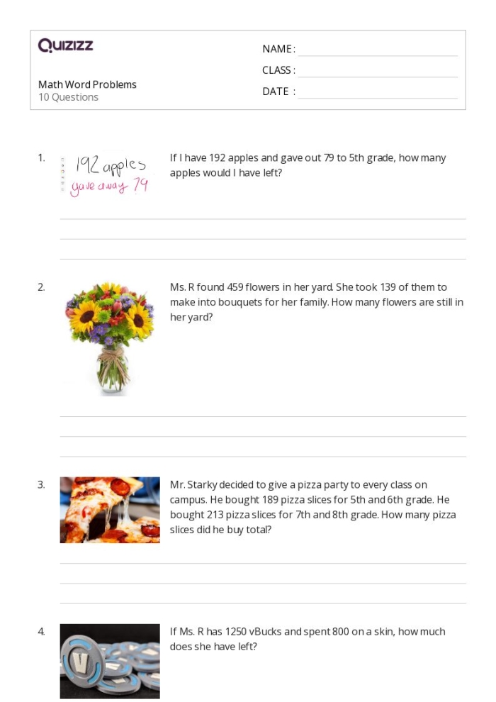 Third grade students practicing multiplication with fun April Fools Day word problems