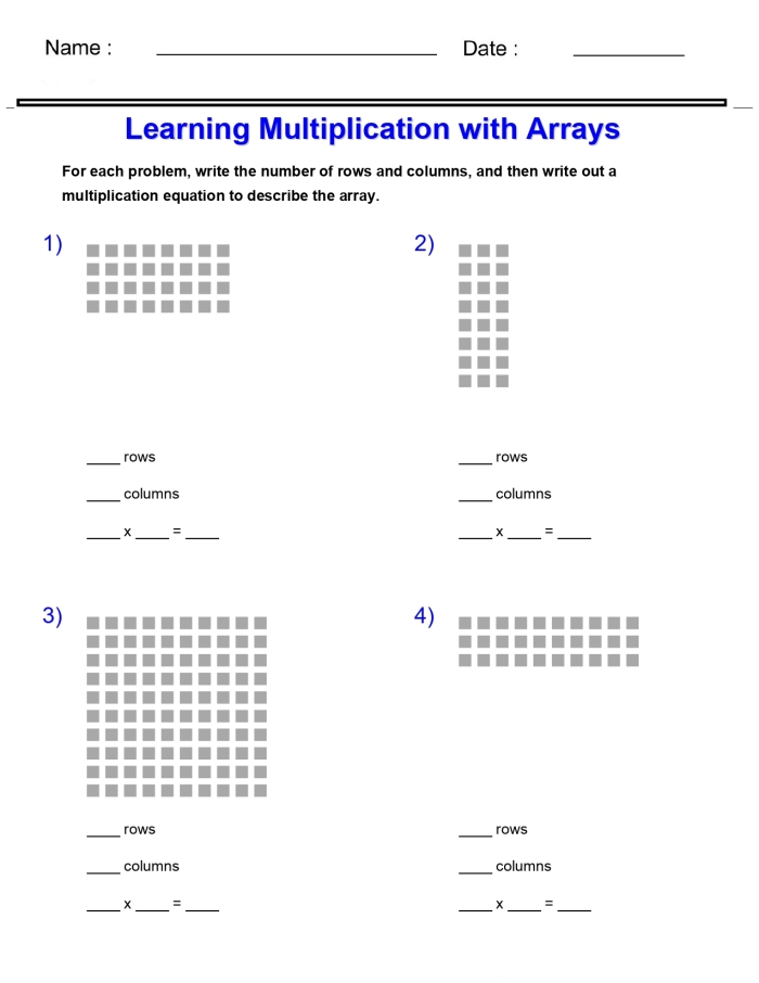 Multiplication with Star Arrays Worksheet 23 Third grade students solve multiplication problems using visual star array groupings on a printable worksheet