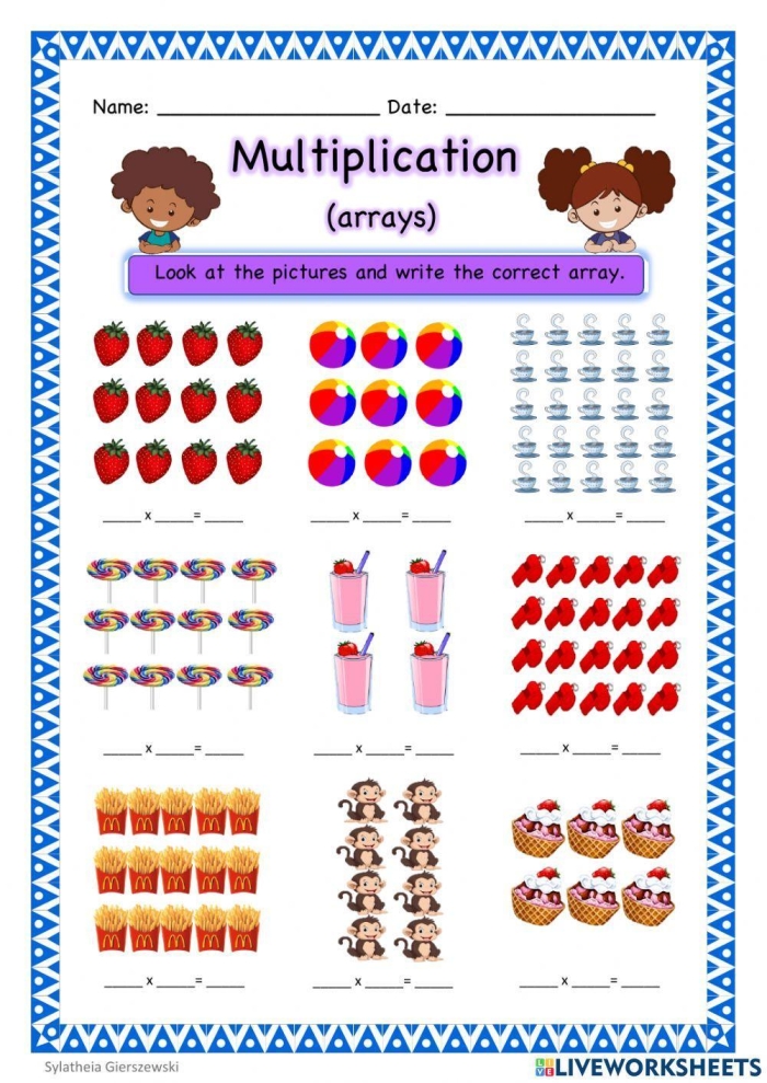 Third Grade Multiplication: Star Arrays Worksheet Image 9 Star arrays worksheet for third graders focusing on single-digit multiplication problems