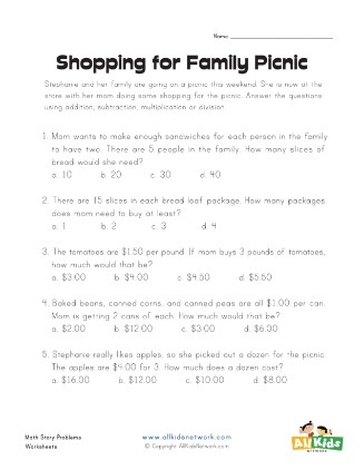Third grade student solving multiplication word problems about money at the store