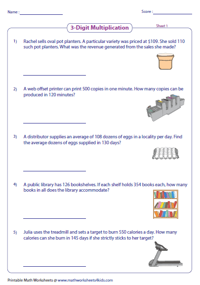 Multiplication Word Problems Worksheet for Third Graders: Part One Worksheet featuring third-grade multiplication word problems with various solving strategies