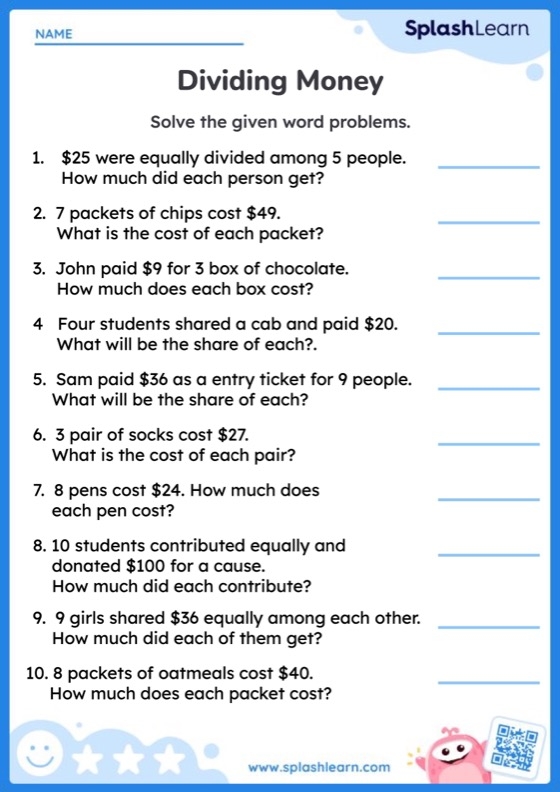 Third grade students solving multiplication word problems on a worksheet