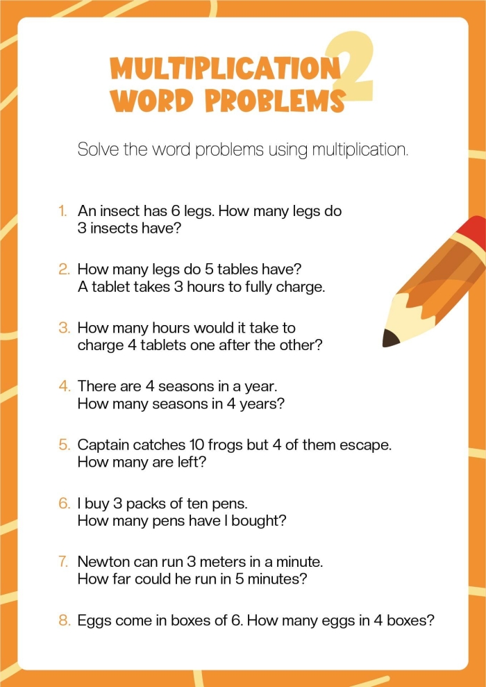 Multiplication Word Problems Worksheet Number Twelve for Grade Three Students Third grade student practicing multiplication word problems on a printable math worksheet