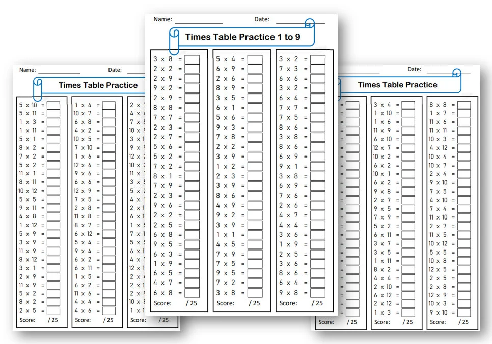 Interactive multiplication table for students to complete and discover patterns Times Table Practice worksheet for third graders focusing on multiplication up to 12
