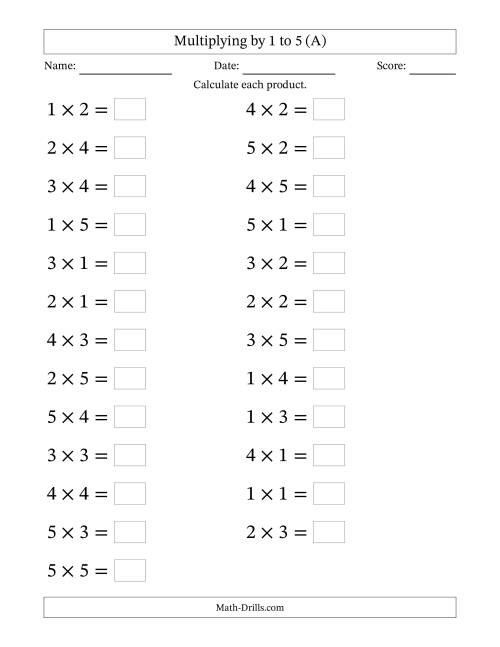 Third grade students working on a multiplication facts check-up worksheet for factors up to 10