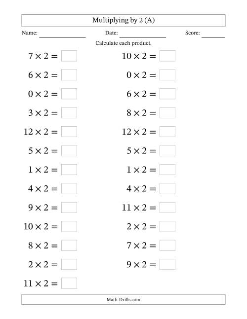 Engaging Multiplying by Two Worksheet for Third Graders Third grade students practicing multiplication by two on a colorful worksheet