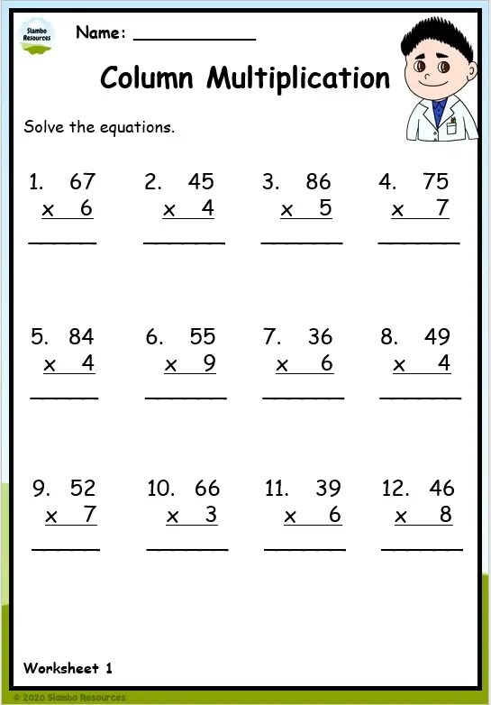 Multiplying by 3 worksheet featuring sweet chocolate chip math practice for third graders Third grade geography themed worksheet featuring chocolate chip multiplication problems for solving by threes