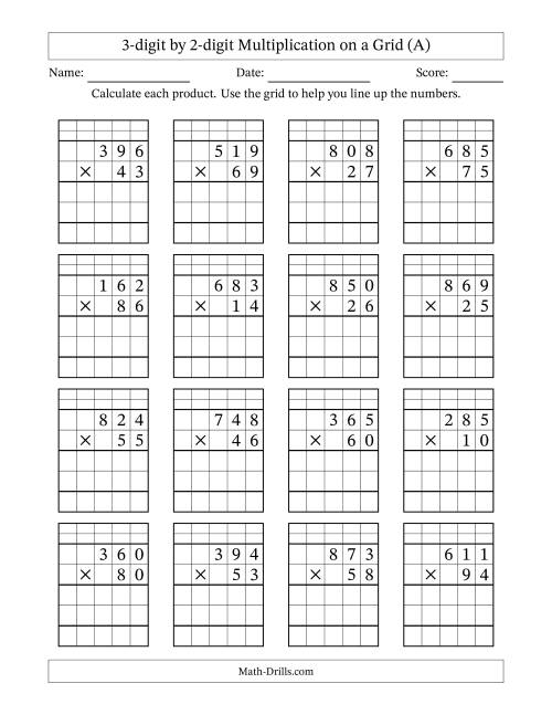 Students working on a third-grade math worksheet focused on multiplying by two and filling out a multiplication chart. Engaging third-grade worksheet for practicing multiplication by 2 with equations and charts.