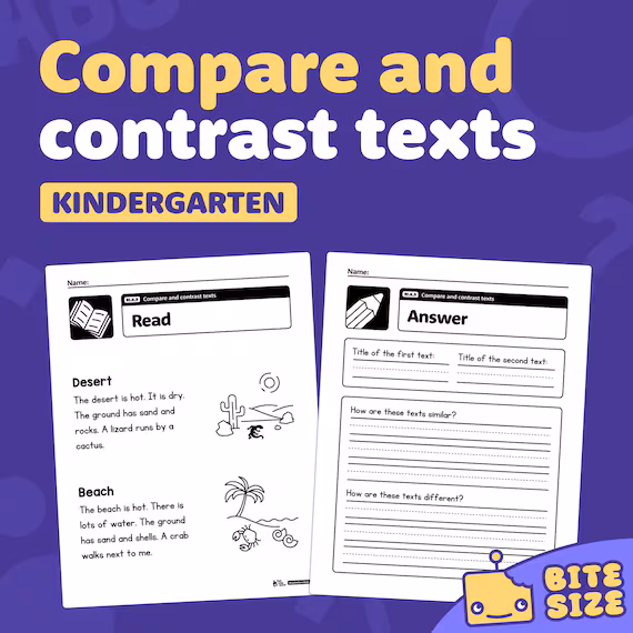 Third grade worksheet for comparing two nonfiction texts on the same topic
