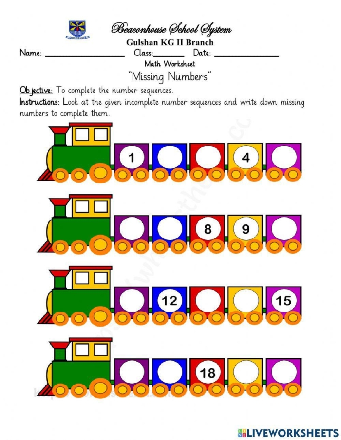 Third grade students identifying missing values in eighteen different number sequence puzzles