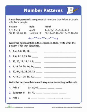 Follow the Rules: Number Patterns worksheet for problem solving skills Worksheet showcasing number patterns for third graders