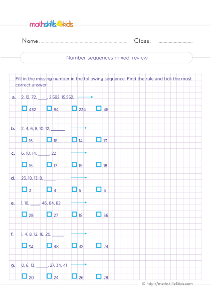 Follow the Rules: Number Patterns worksheet for third graders Third grade worksheet featuring number patterns to enhance problem-solving abilities