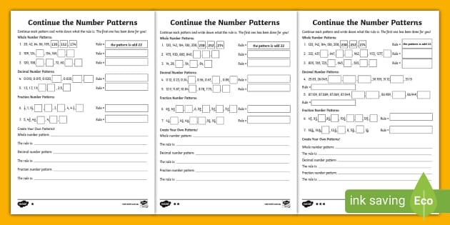 Follow the Rules: Number Patterns worksheet for grade three learners Worksheet featuring number patterns for third graders to enhance problem-solving skills