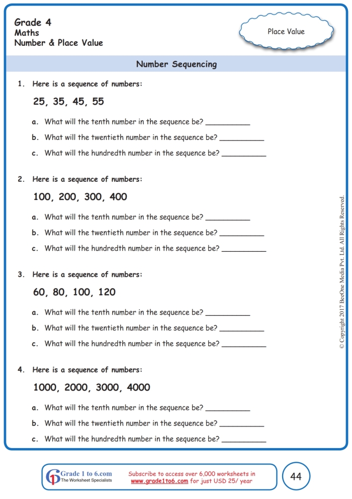 Follow the Rules: Number Patterns worksheet for grade three learners Worksheet featuring number patterns for third graders to enhance problem-solving abilities