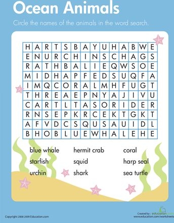 Habitats Word Search Ocean Animals Worksheet 25 Third grade science worksheet featuring an ocean animals word search puzzle for students