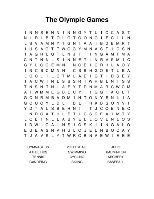 Olympic-themed word search worksheet for third graders to enhance their vocabulary skills