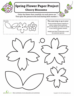 Colorful paper flower garland printable worksheet for crafting