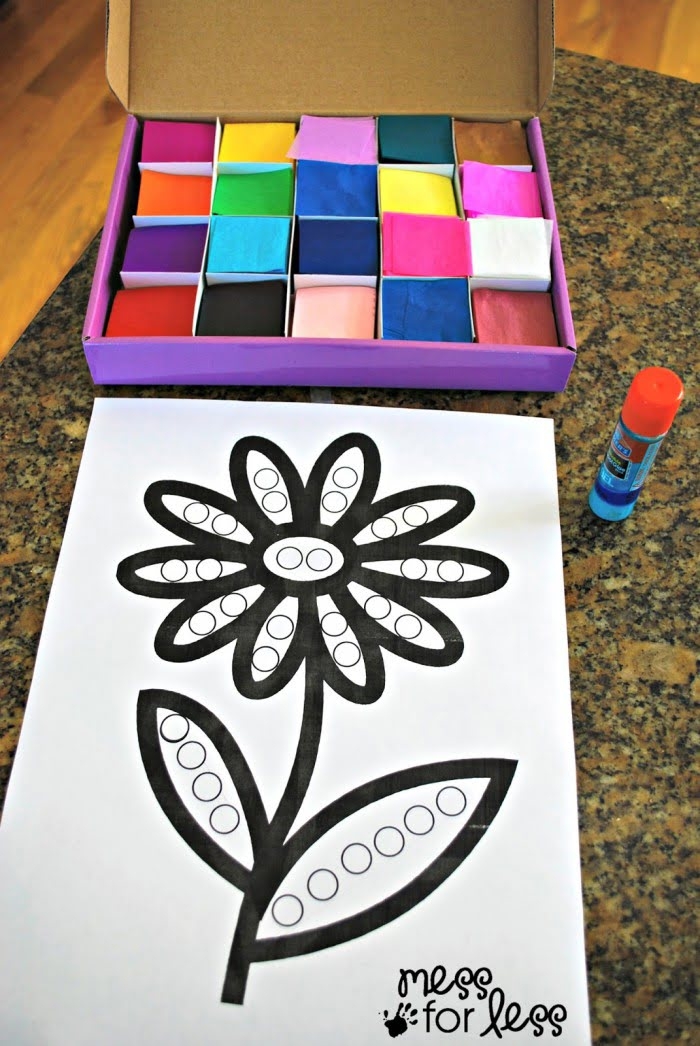Colorful paper flower garland printable worksheet for crafting projects
