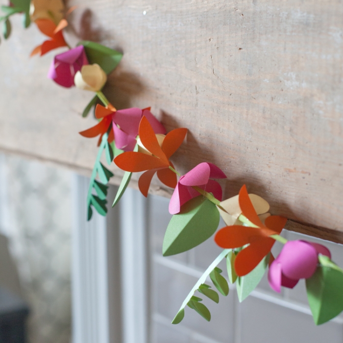Colorful paper flower garland printable worksheet for crafting projects
