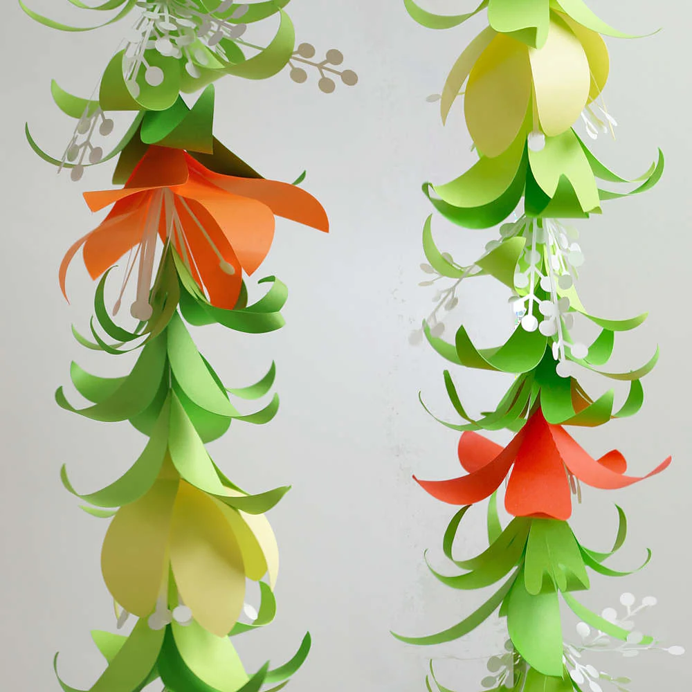 Colorful paper flower garland printable worksheet for crafting projects