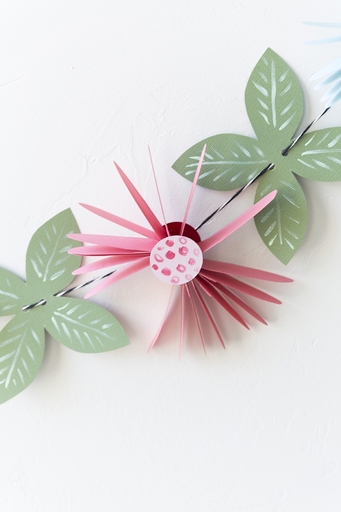 Colorful paper flower garland printable worksheet for crafting