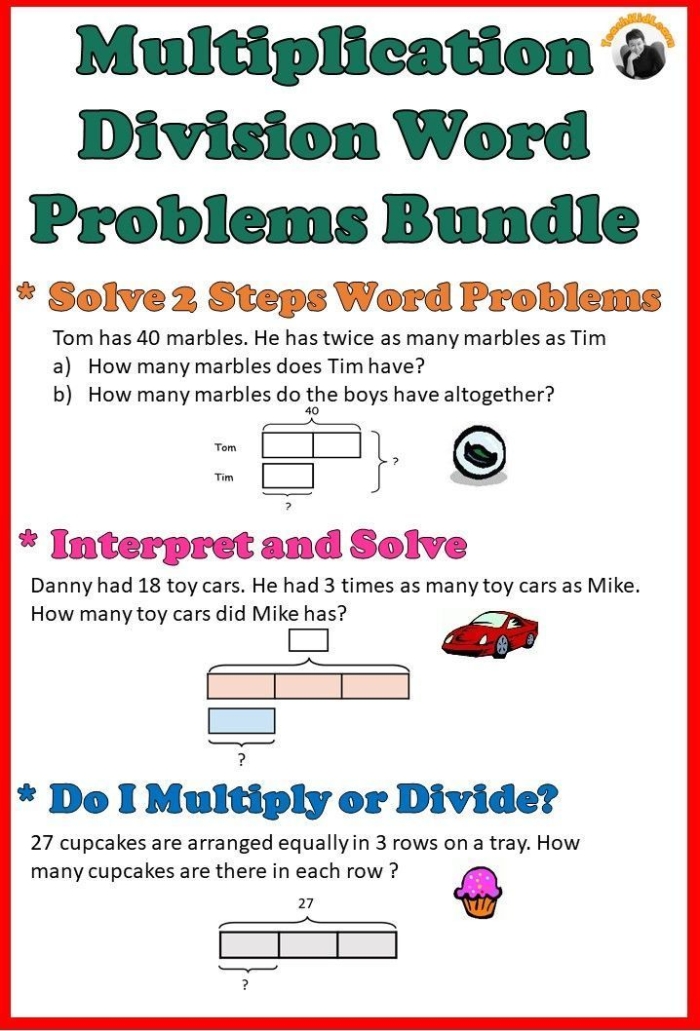 Third grade students collaborating on multiplication and division word problems worksheet