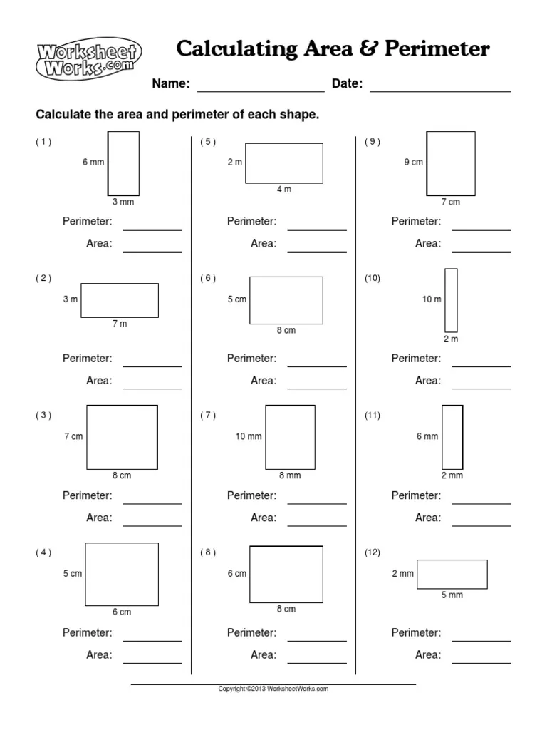Third grade math worksheet for calculating the perimeter of house shapes to find the largest value