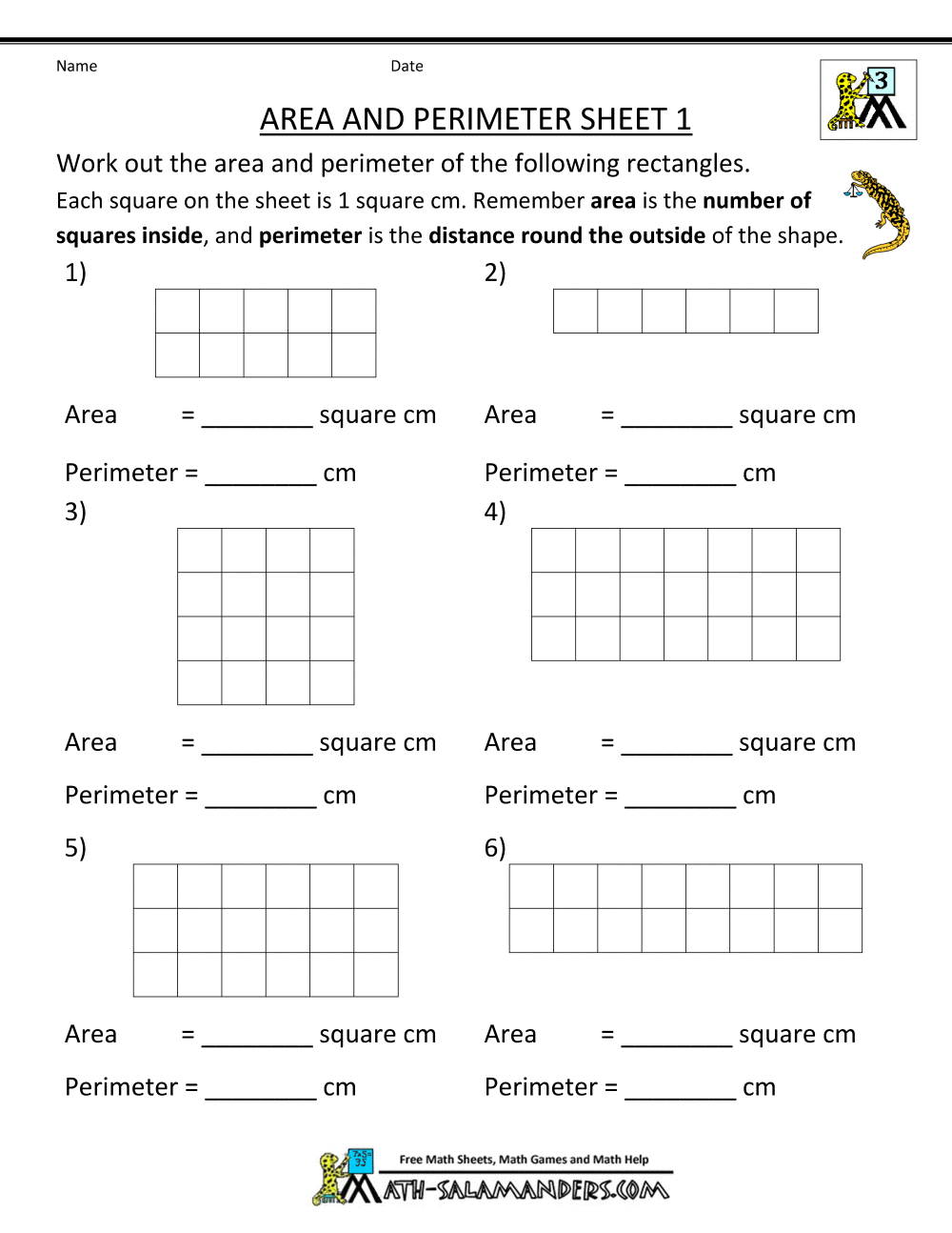 Third grade math worksheet for calculating the perimeter of houses to determine which is largest