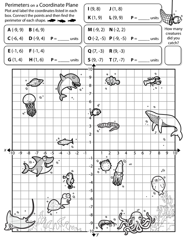 Third grade math worksheet for calculating the perimeters of various polygons