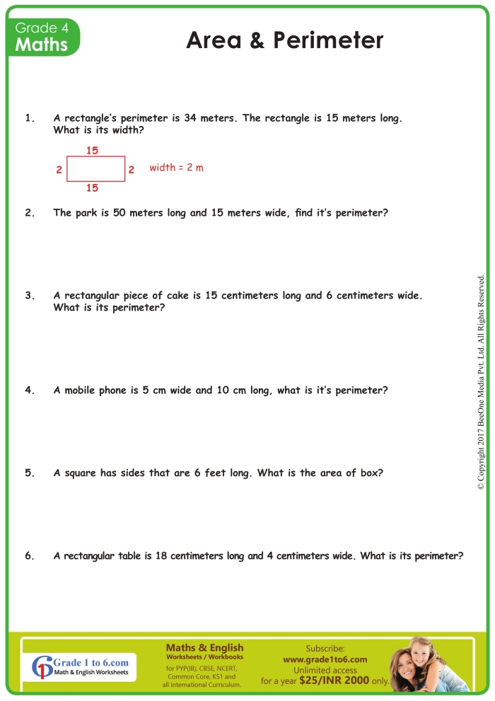 Third grade students solving math word problems to calculate the perimeter of various polygons