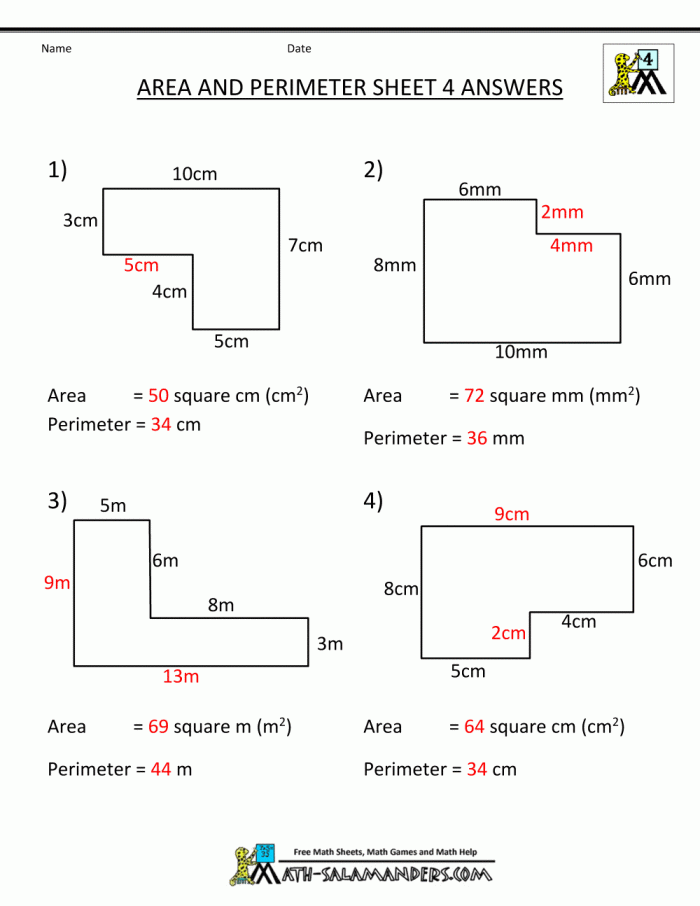 Third grade student worksheet featuring word problems about calculating the perimeter of various polygons