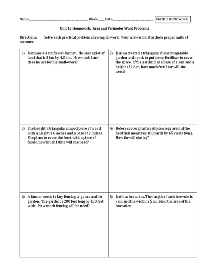 Worksheet featuring word problems related to perimeter for third-grade students