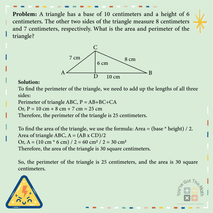 Third grade student worksheet featuring geometry word problems to practice calculating the perimeter of various polygons