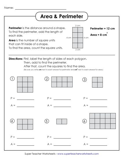Third grade geometry worksheet featuring polygon shapes for practicing perimeter calculations