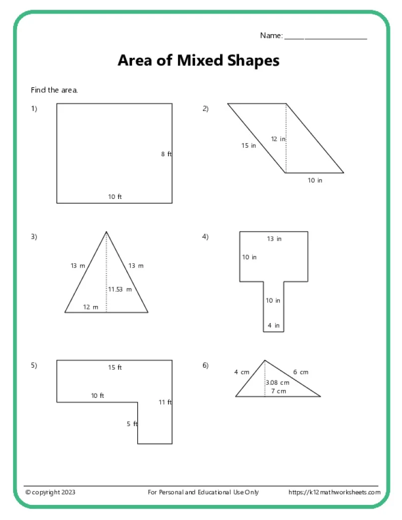 Third grade students calculating the perimeter of various polygons on a worksheet