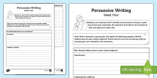 Third-grade students engaging with a persuasive writing worksheet to enhance their writing skills