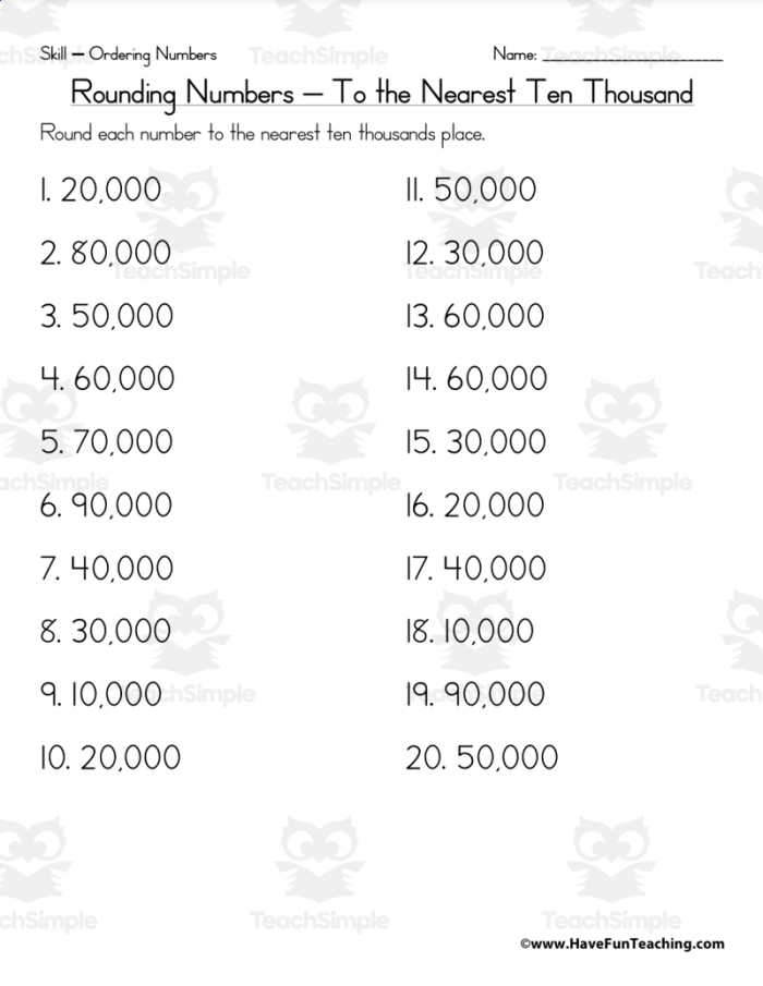 Worksheet image showcasing rounding concepts for young learners in Grade 3 Rounding to the nearest thousand worksheet for third graders practicing place value skills