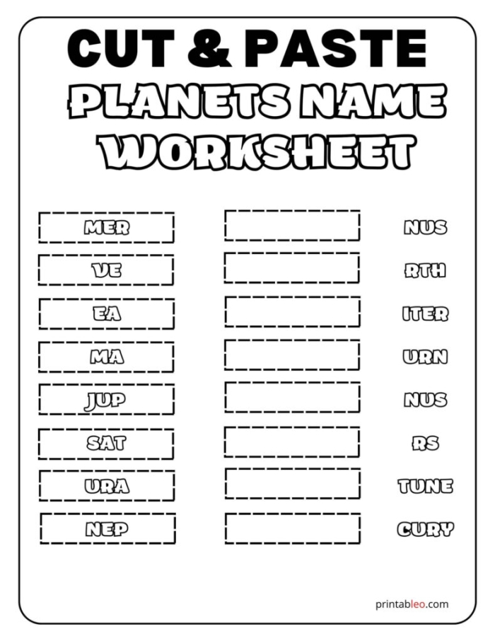 Third grade science worksheet for identifying and labeling the eight planets of the solar system