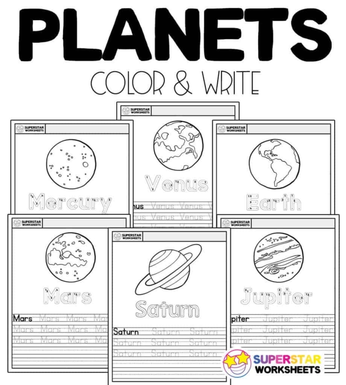Third grade students labeling the eight planets of the Solar System on a worksheet