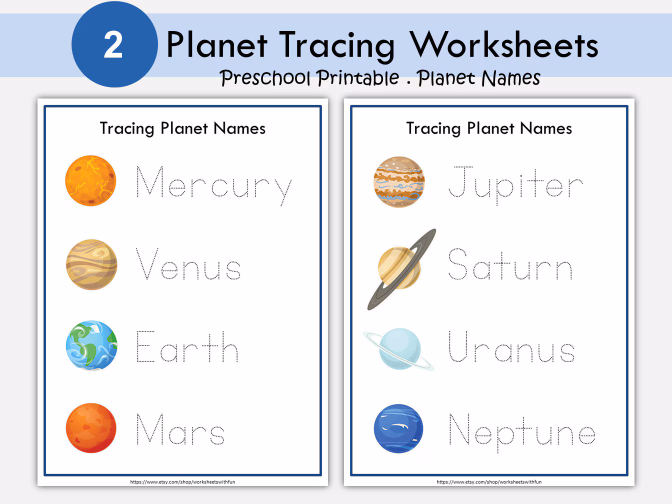 Third grade students labeling the eight planets of the solar system on an astronomy worksheet for division practice