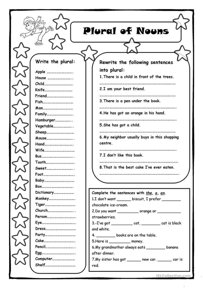 Essential resource for mastering plural noun forms in a fun way Worksheet for practicing plural nouns in third grade algebra